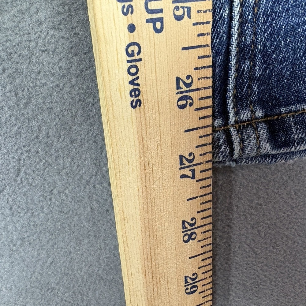 Risen Size 7/28 High-Rise Crop Wide Front and Back Sort Step Hem Dark Wash - Picture 11 of 11